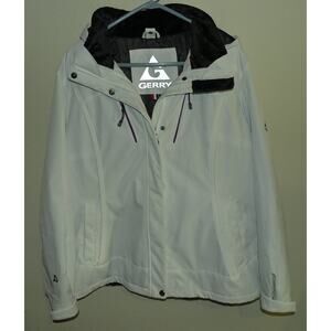 Gerry Women’s XL Zipper Insulated Winter Coat White Stretch Hooded Excellent